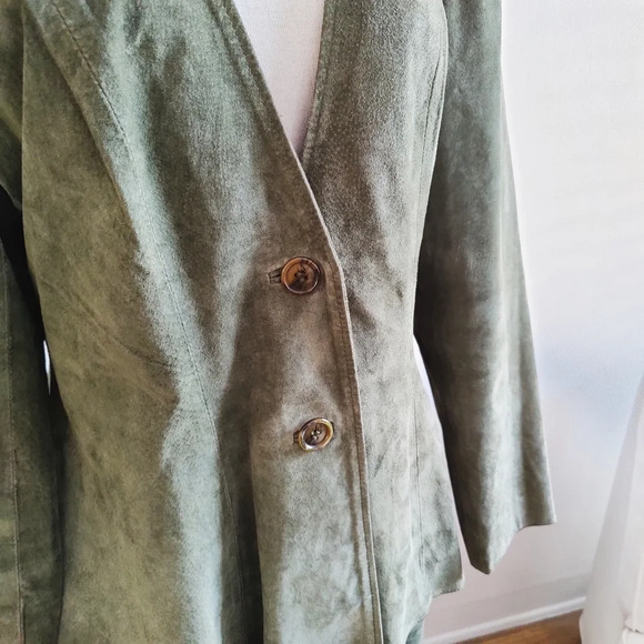 Vintage Deerskin Suede Skirt Set / Olive Green / Size 18 - Picture 4 of 11